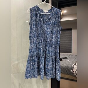 Pinch Blue & White Sleeveless Tiered Summer Dress